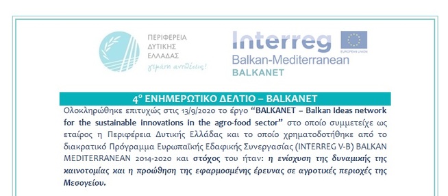 4ο ΕΝΗΜΕΡΩΤΙΚΟ ΔΕΛΤΙΟ – BALKANET